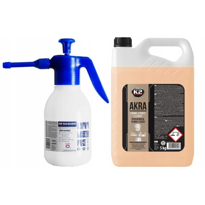 K2 AKRA PŁYN DO MYCIA SILNIKA 5L +OPRYSKIWACZ 1,5L