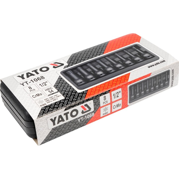 YATO ZESTAW UDAROWYCH KLUCZY TRZPIENIOWYCH RIBE, RM5-RM13, 8 CZ