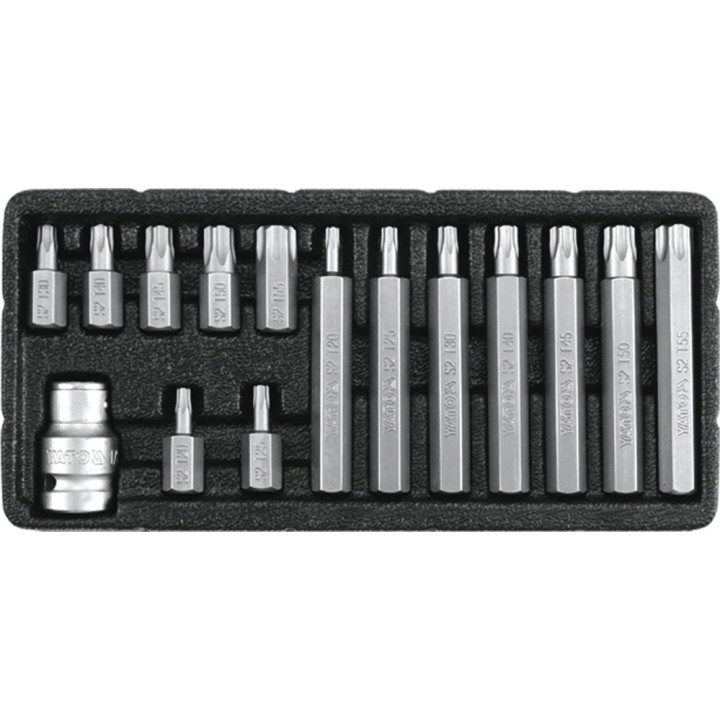 YATO ZESTAW KOŃCÓWEK WKRĘTAKOWYCH TORX SECURITY, T20-T55, 15 CZ.
