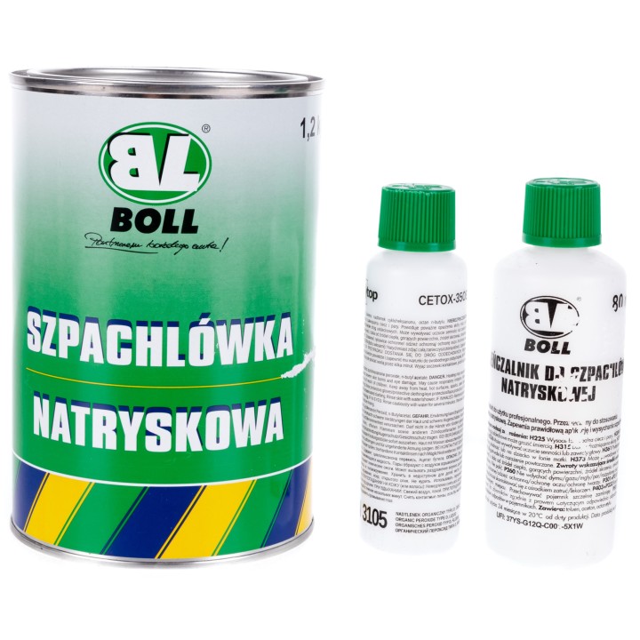 BOLL SZPACHLÓWKA NATRYSKOWA 1,15KG / UTWARDZACZ 50ML / ROZCIEŃCZALNIK 80ML
