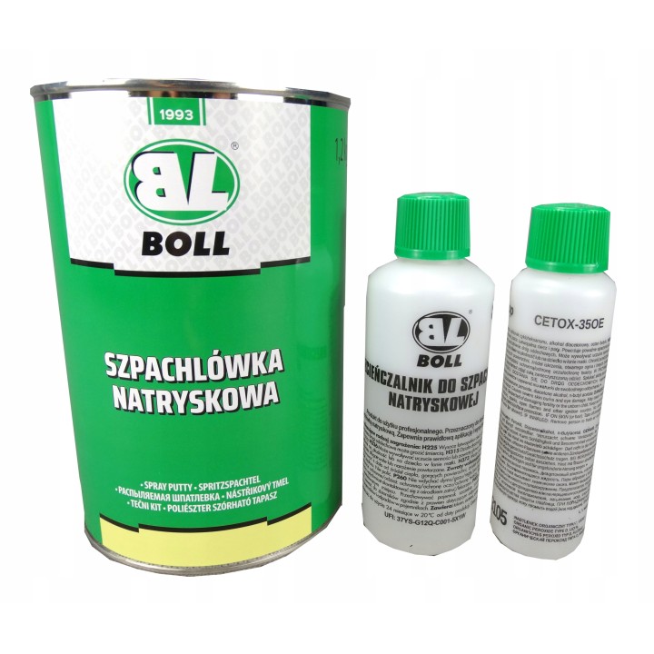 BOLL SZPACHLÓWKA NATRYSKOWA 1,15KG / UTWARDZACZ 50ML / ROZCIEŃCZALNIK 80ML