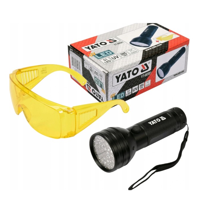 YATO ZESTAW LATARKA UV 51 LED I OKULARY
