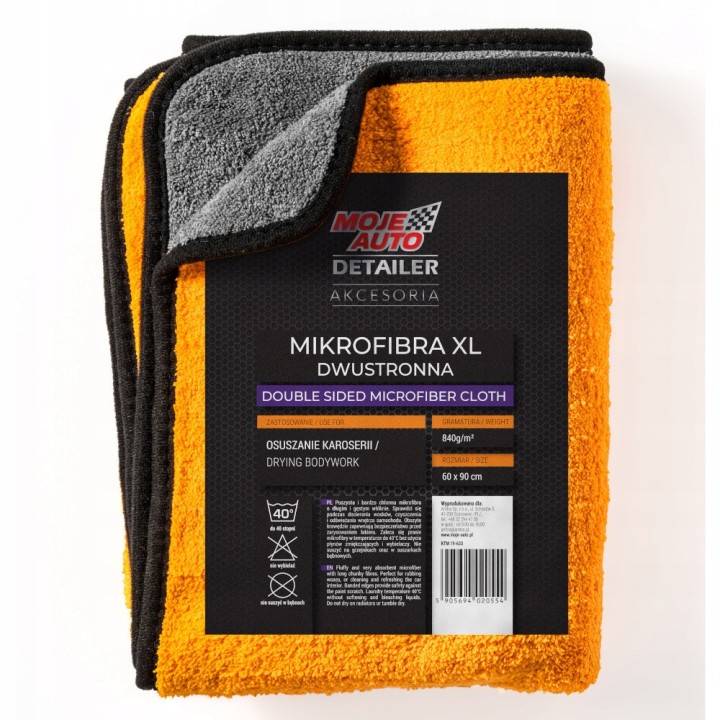 MOJE AUTO ŚCIERECZKA MIKROFIBRA DWUWARSTWOWA XL 60X90CM/ MOJE AUTO DETAILER
