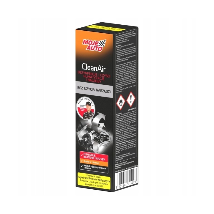 MOJE AUTO ŚRODEK BIOBÓJCZY DO CZYSZCZENIA KLIMATYZACJI CLEAN AIR BLACK 150M