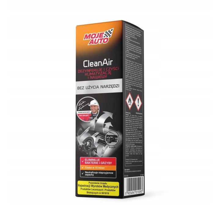 MOJE AUTO ŚRODEK BIOBÓJCZY DO CZYSZCZENIA KLIMATYZACJI CLEAN AIR BLACK 150M