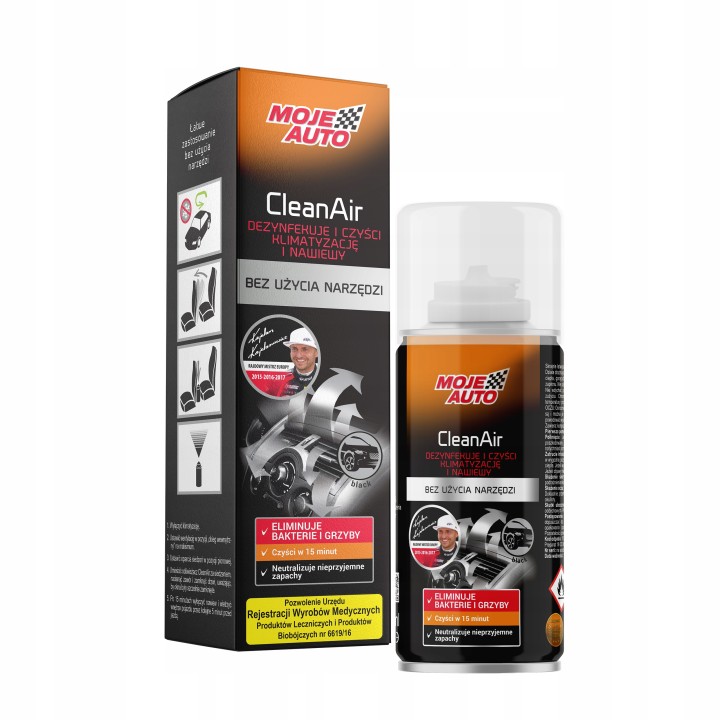 MOJE AUTO ŚRODEK BIOBÓJCZY DO CZYSZCZENIA KLIMATYZACJI CLEAN AIR BLACK 150M