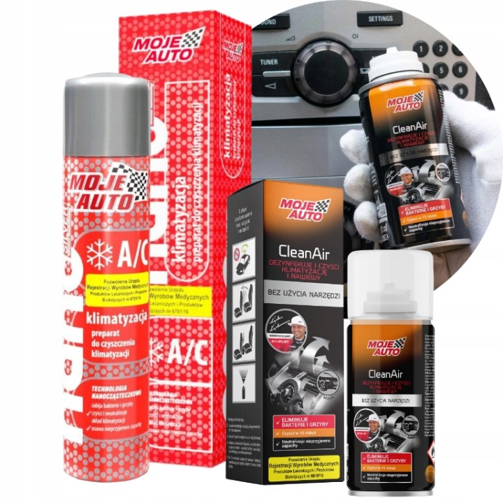 MOJE AUTO ŚRODEK BIOBÓJCZY DO CZYSZCZENIA KLIMATYZACJI CLEAN AIR BLACK 150M