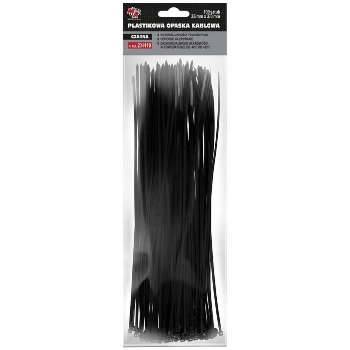 MOJE AUTO OPASKA PLASTIKOWA 3,6X370 (1 OPAK. = 100 SZT) CZARNA