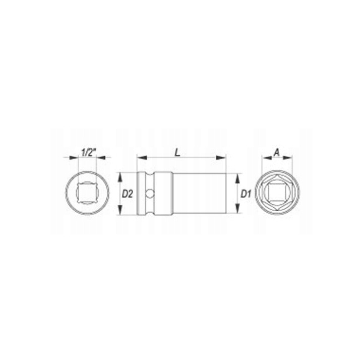 YATO NASADKA 1/2" UDAROWA 13 MM X 78 MM 6-KĄTNA DŁUGA