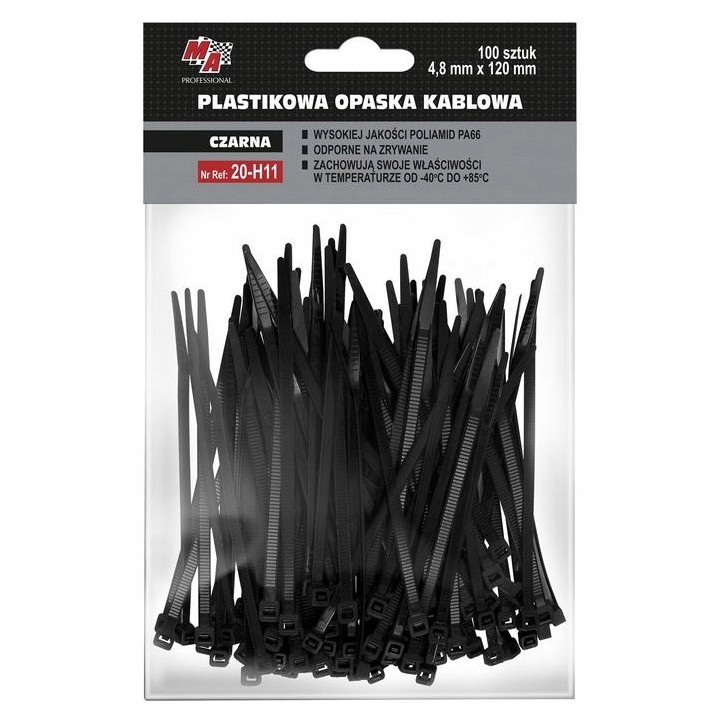 MOJE AUTO OPASKA PLASTIKOWA 4,8X120 (1 OPAK. = 100 SZT) CZARNA