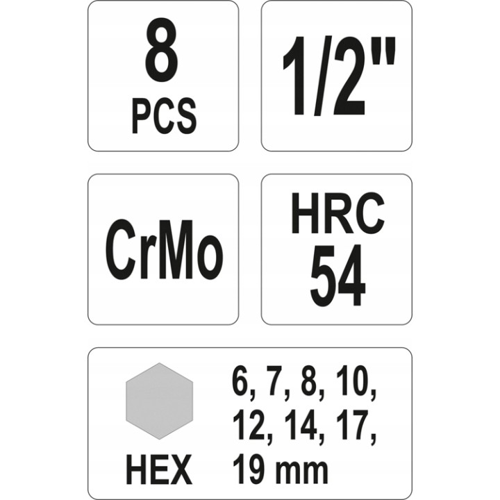 YATO ZESTAW TRZPIENIOWYCH KLUCZY UDAROWYCH HEX 8 CZ.