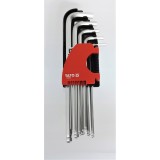 YATO KLUCZE HEX KULKA 9CZ.1,5-10MM DŁUGIE CRV