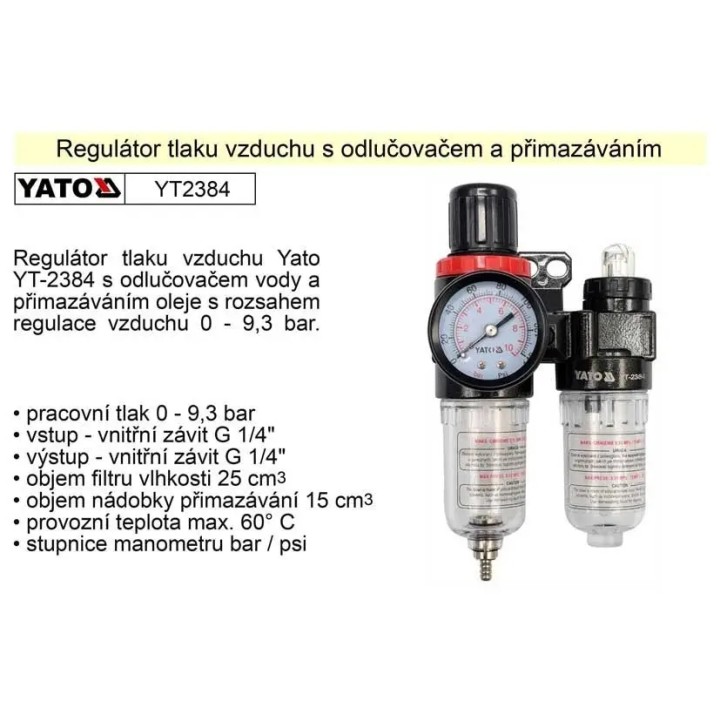 YATO ZESPÓŁ FILTRUJĄCY REDUKTOR I SMAROWNICA 1/4, 25CM3