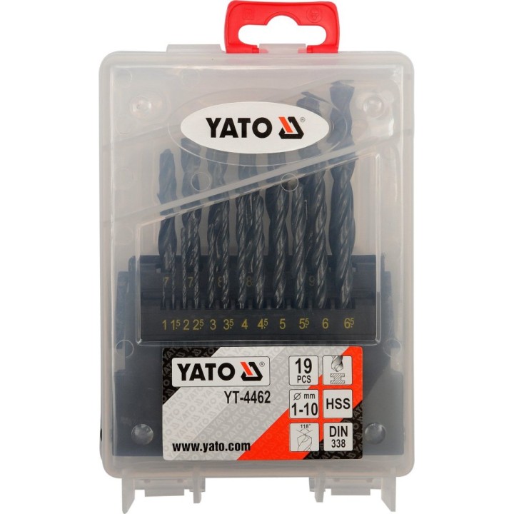 YATO ZESTAW WIERTEŁ DO METALU HSS, 1-10MM, 19 CZ