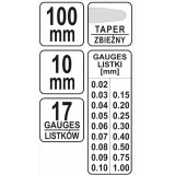 YATO SZCZELINOMIERZ 100MM 17LISTKÓW 0,02-1 MM
